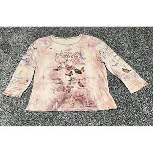 Cactus Womens T Shirt Size Medium Butterfly Western